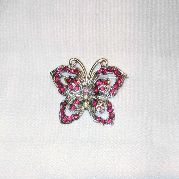 Brooches Pink Butterfly Jewelry Pin - Picture 1 of 2